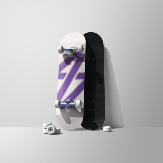 SPARX // DESIGNER DECK - PURPLE SPRAYED LOGO on WHITE