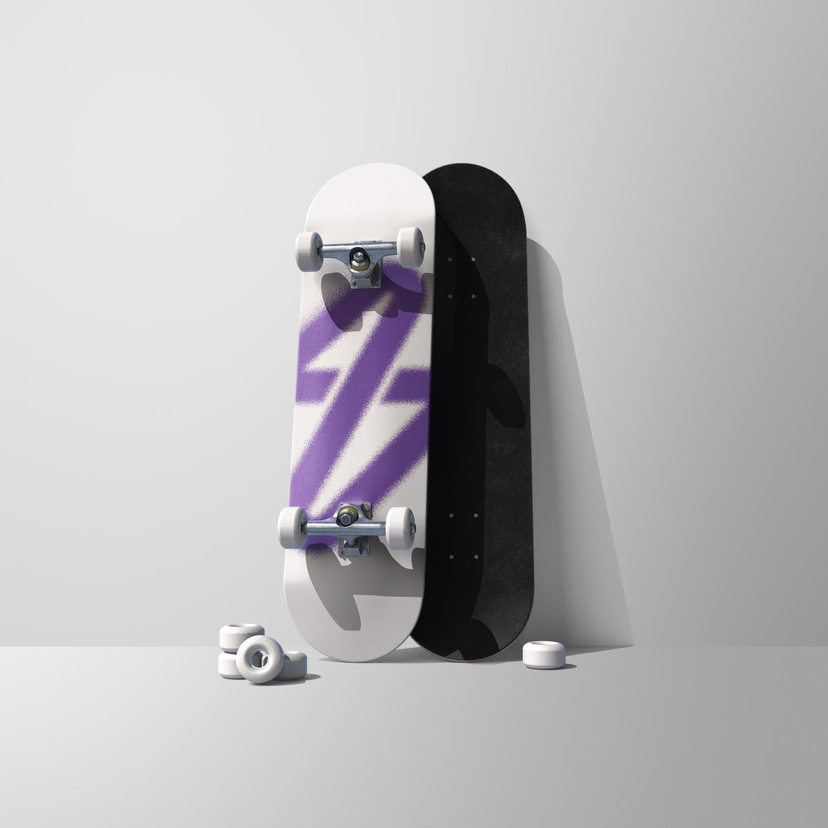 SPARX // DESIGNER DECK - PURPLE SPRAYED LOGO on WHITE