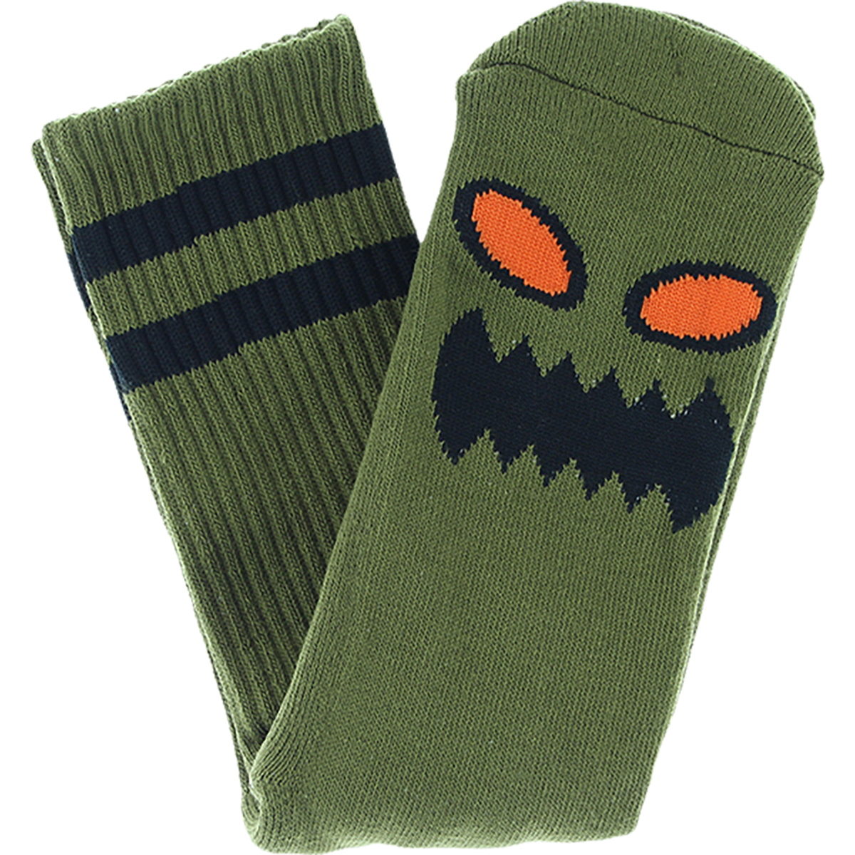 TM MONSTER FACE CREW SOCKS GREEN 1pr