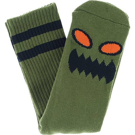 TM MONSTER FACE CREW SOCKS GREEN 1pr