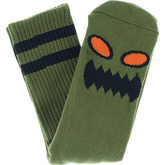 TM MONSTER FACE CREW SOCKS GREEN 1pr