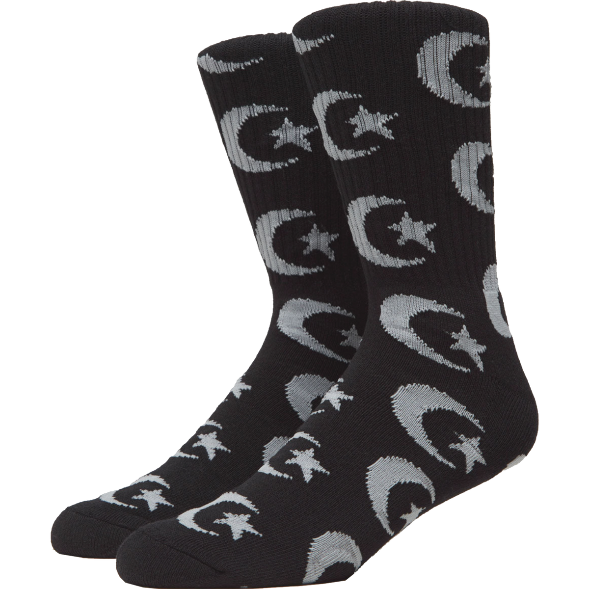 FOUND STAR & MOON REPEAT SOCKS BLACK 1pr