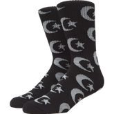 FOUND STAR & MOON REPEAT SOCKS BLACK 1pr