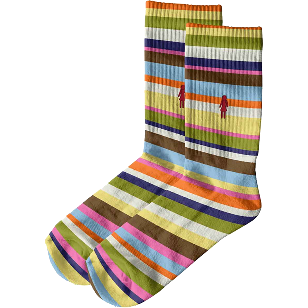 GIRL TUESDAY(RED) CREW SOCKS COLOR STRIPE