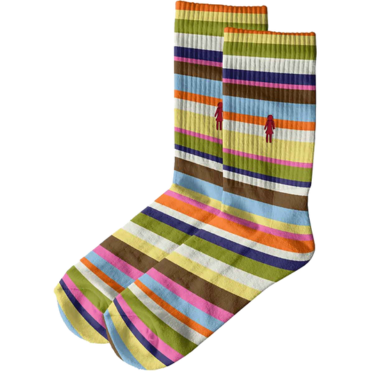 GIRL TUESDAY(RED) CREW SOCKS COLOR STRIPE