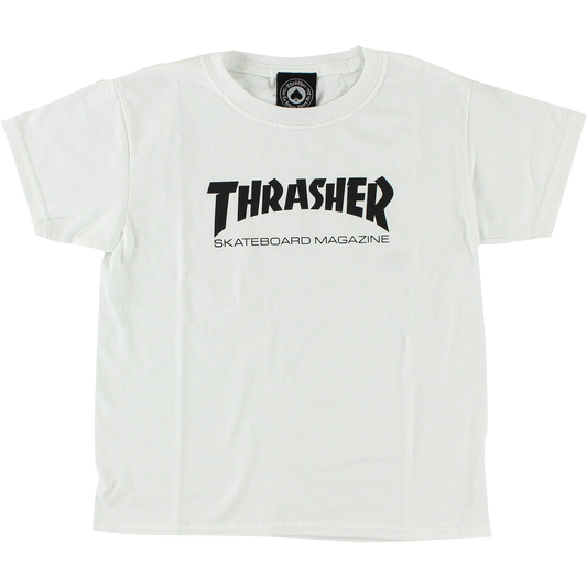 THRASHER MAG LOGO YTH SS M-WHITE