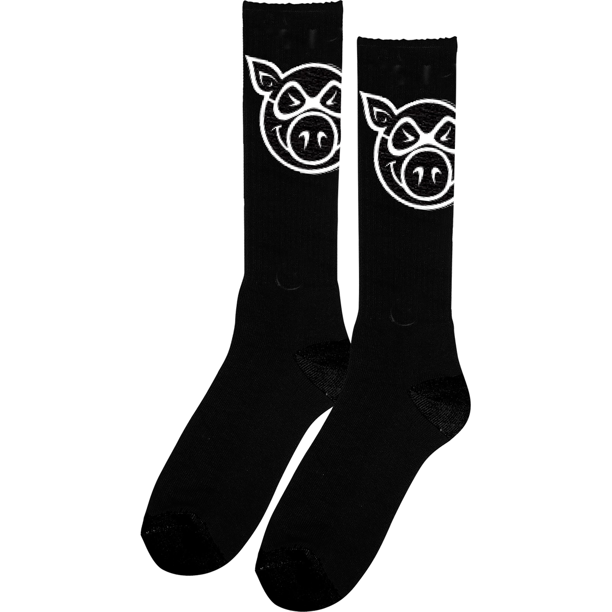 PIG HEAD TALL SOCKS BLACK 1pr