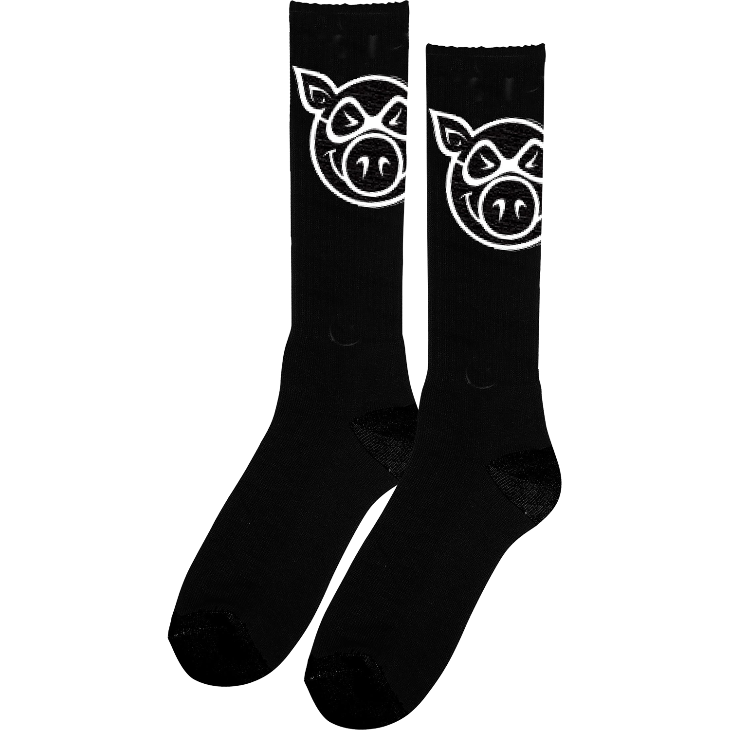 PIG HEAD TALL SOCKS BLACK 1pr