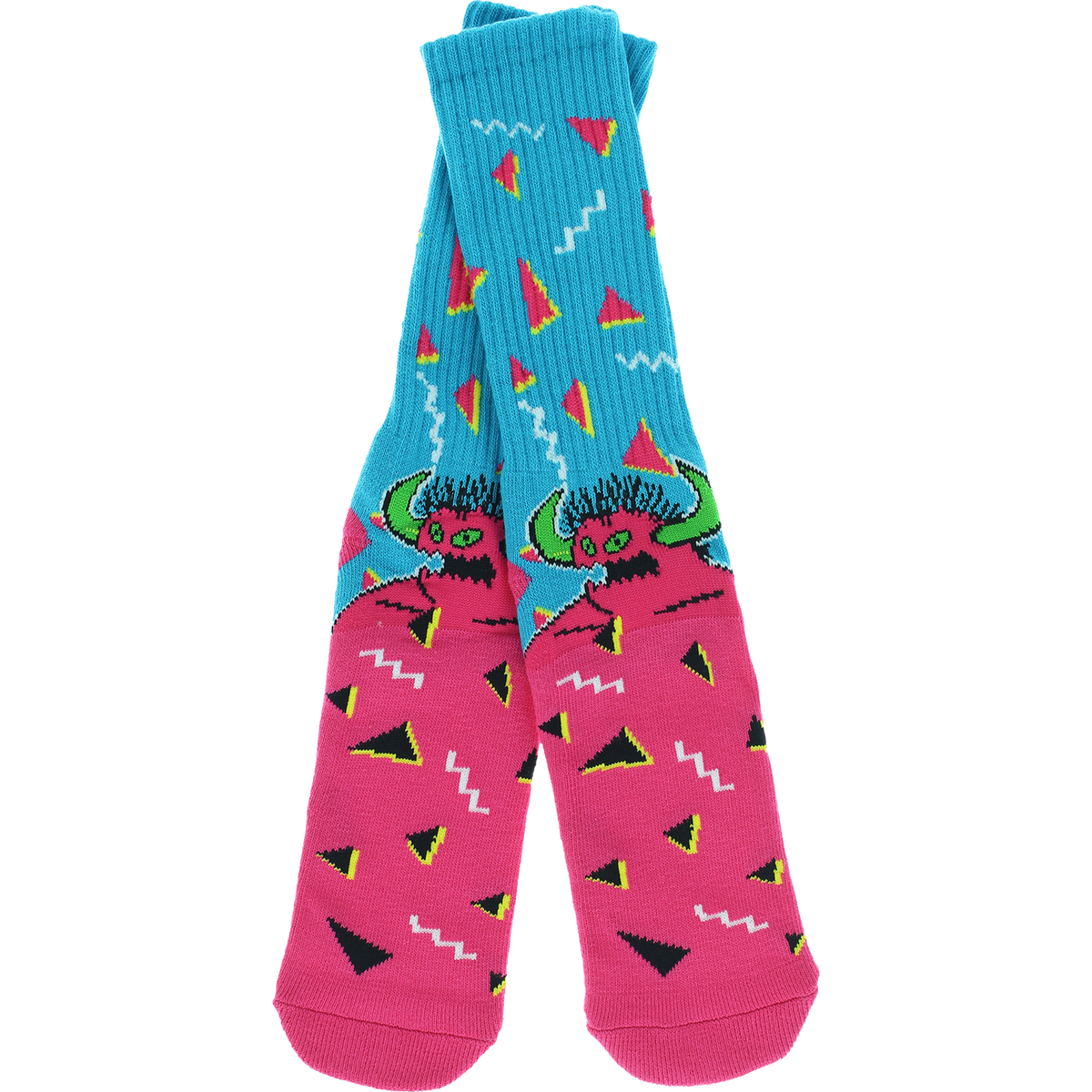 TOY MACHINE // 80'S MONSTER CREW SOCKS CYAN/PINK 1pr