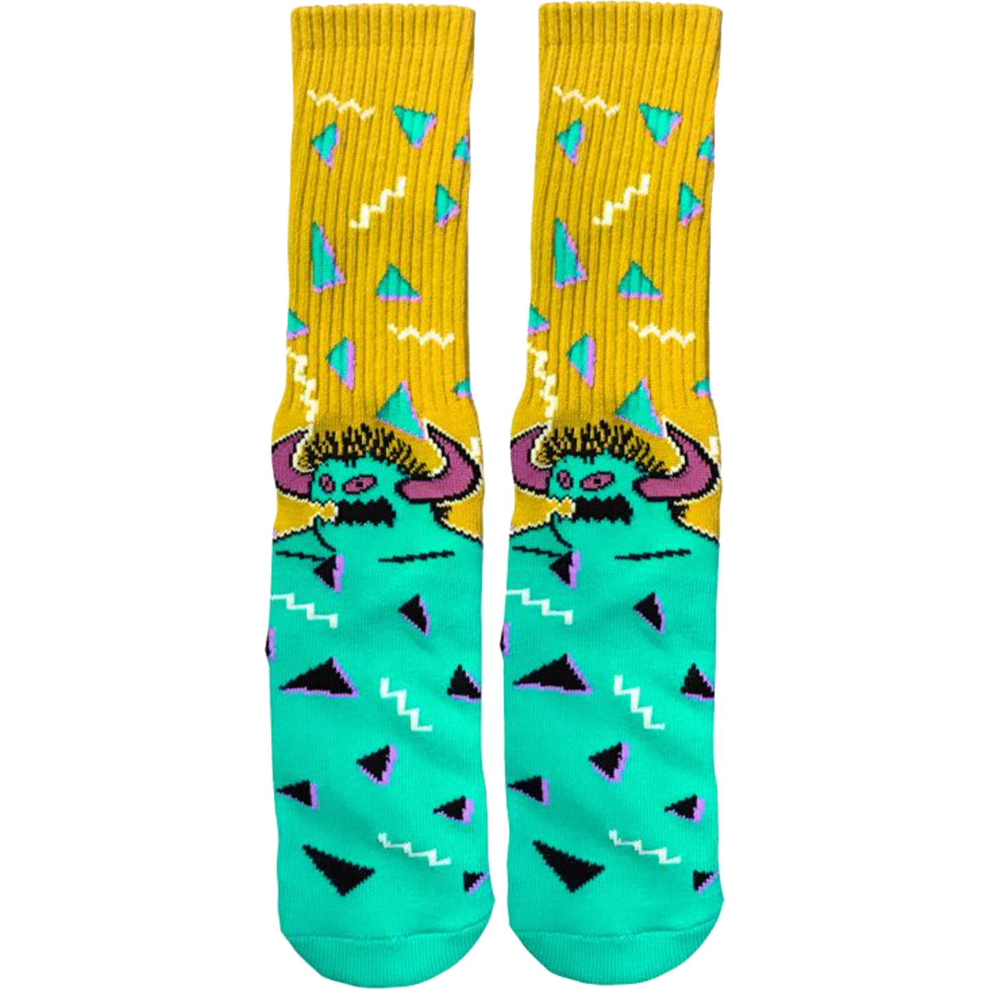 TOY MACHINE // 80'S MONSTER CREW SOCKS YELLOW/TEAL 1pr