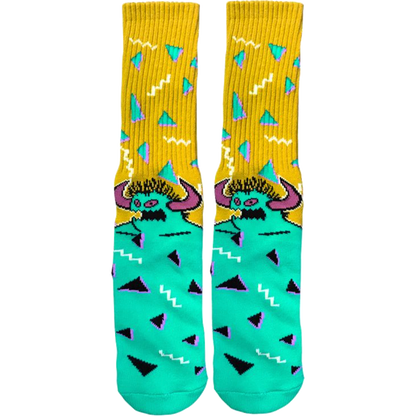 TOY MACHINE // 80'S MONSTER CREW SOCKS YELLOW/TEAL 1pr