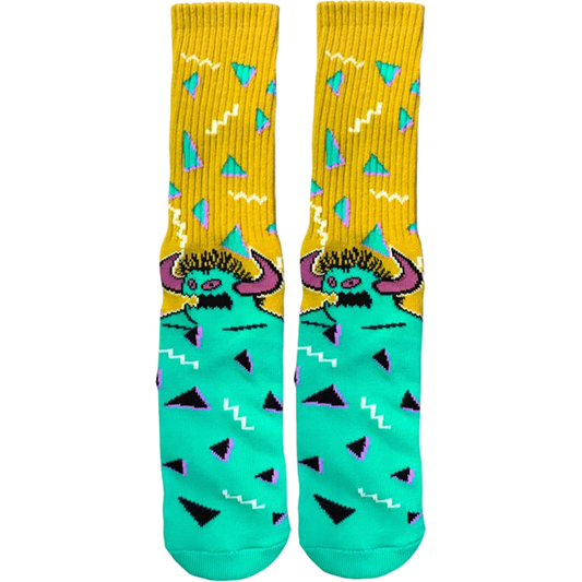 TOY MACHINE // 80'S MONSTER CREW SOCKS YELLOW/TEAL 1pr