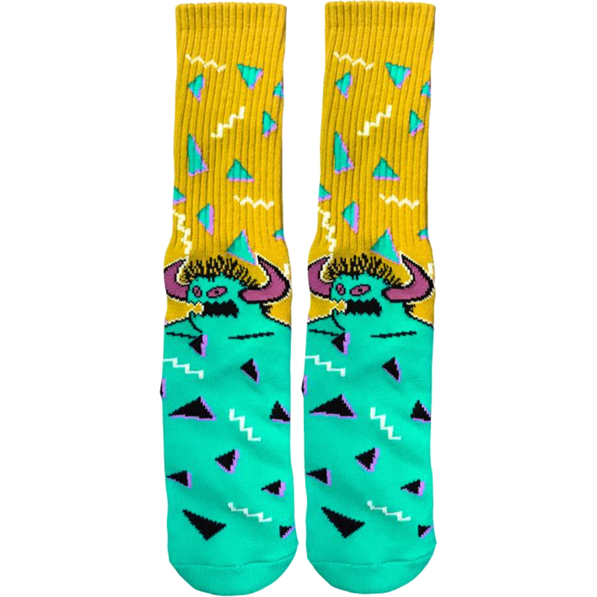 TOY MACHINE // 80'S MONSTER CREW SOCKS YELLOW/TEAL 1pr