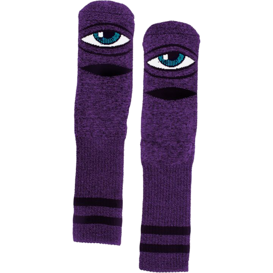 TM SECT EYE HEATHER CREW SOCKS PURPLE 1pr