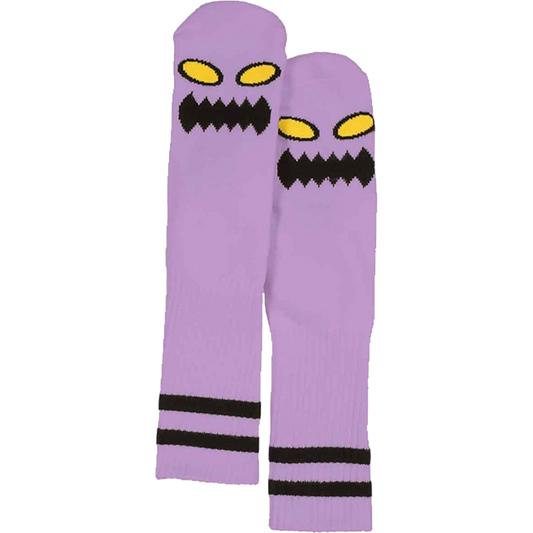 TM MONSTER FACE CREW SOCKS LAVENDER 1pr